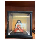 MMS076-Japanese Doll In Glass Case