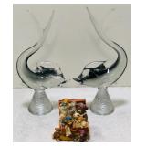 MMS108 - DECORATIVE GLASS FISH PAIR AND MUSIC BOX