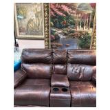 LEATHER LOVESEAT - BOTH END UNITS ROCK AND RECLINE