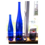Tall and Medium Cobalt Blue Glass Bottle - Ball Mason Jar, Purple