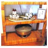 Antique Brass Korean Fire Pot Warmer Asian / Japanese Sake Sets