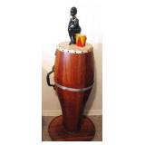 Antique Wooden Tack Head Barrel Stave Conga Drum /Rare Vintage Figure with Drum