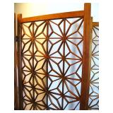Mid-Century Modern Geometric Wood 4 Panel Screen or Divider