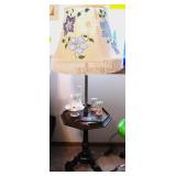 Vintage Floral Wood Floor Lamp Table
