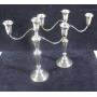 Pair sterling silver weighted candle holders for