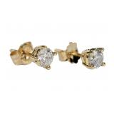 14K Yellow gold diamond stud earrings,