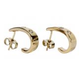 14K Yellow gold diamond hoop earrings