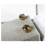 10K Yellow gold smoky topaz stud earrings