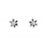 Sterling silver sapphire floral post earrings