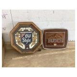 TIN METAL PLASTIC SIGNS BEER POP CIGARETTE MIRRORSBOX OF OLD PHOTOGRAPHS