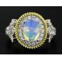 Natural Cabochon Ethiopian Opal Designer Ring