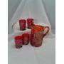 Red iridized water set of LG Wright maple leaf