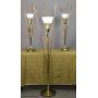 Mid-Century Modern Cattail Lamps, Shades (3)