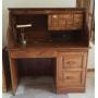 Wooden Roll Top Desk w/ Sitting Lamp