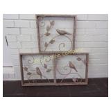 Set of 3 Metal Wall Decor - Bird Design