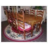 Maple Dining Table with 8 Chairs & 4 Leafs