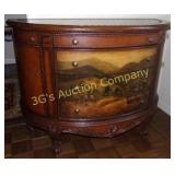 Hand Painted - Leather Inlay Accent Table