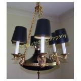 6 Arm Brass Swan Chandelier