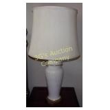 White Glass Lamp Floral Design with Shade