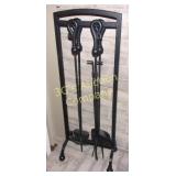 5 piece Black Wrought Iron Fireplace Set