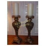 Lot of 2 Gold Resin Candle Sticks