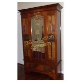 Vintage Mahogany Full Size Wardrobe - Brass Pulls