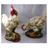 Lot of 2 Ceramic Rooster and Hen