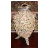 Resin Floral Pattern Urn with Lid