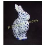 Blue and White Decorative Bunny - Hand Painted