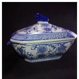 Blue and White Covered Dish - Japan