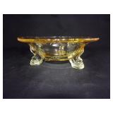 Yellow Depression Glass Footed Candy Dish